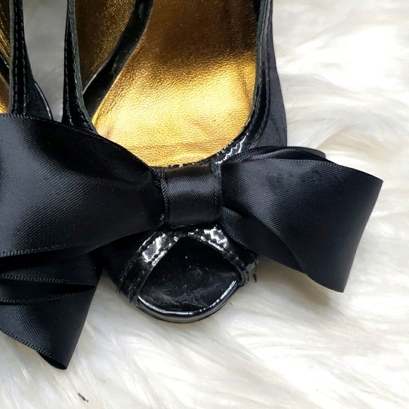Coach Daisey Black Bow Peep Toe Heels 6.5 - Picture 6 of 10